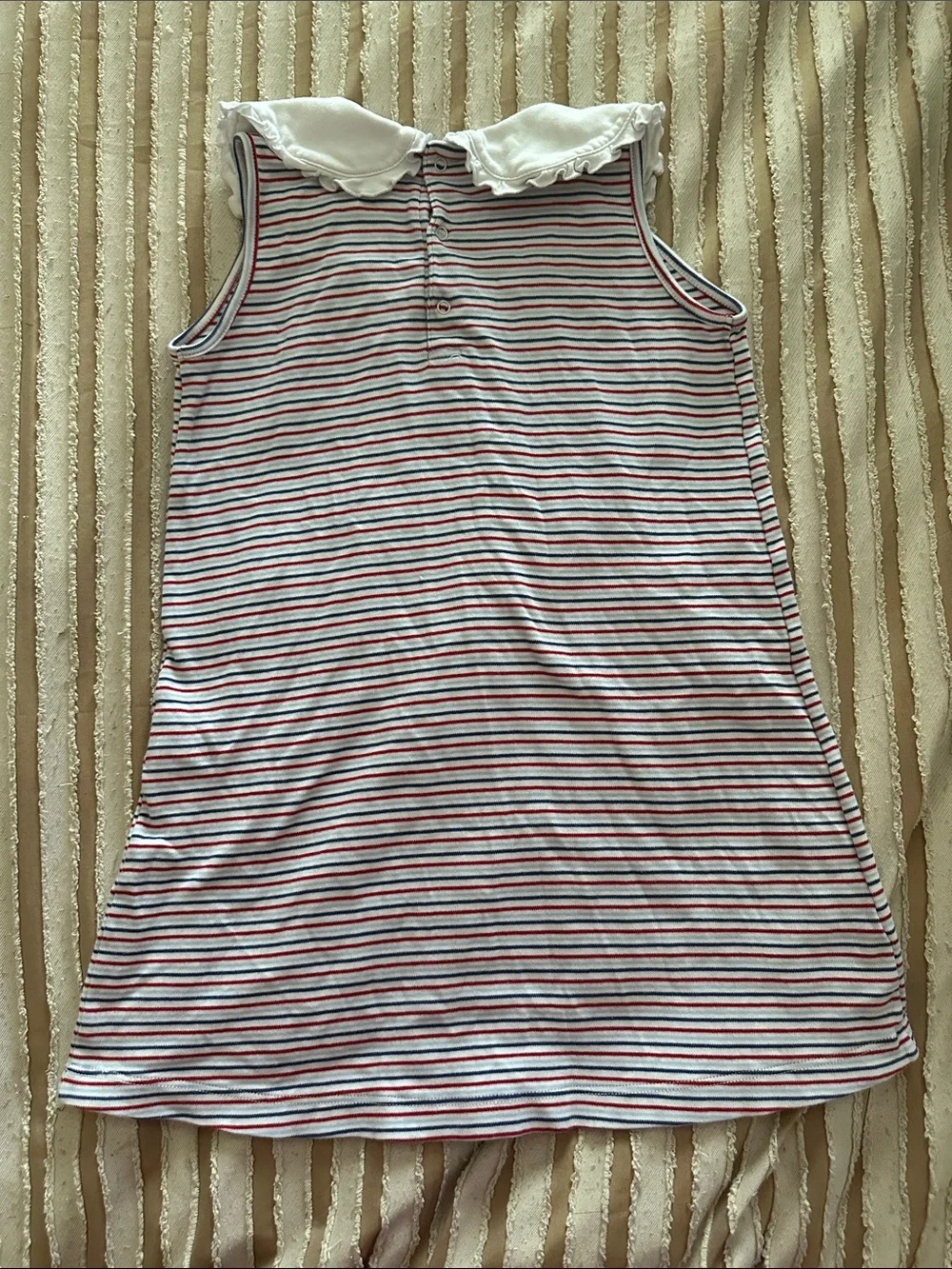 Kissy Kissy Red, Navy & White Striped Sailboat Dress with Ruffle Collar